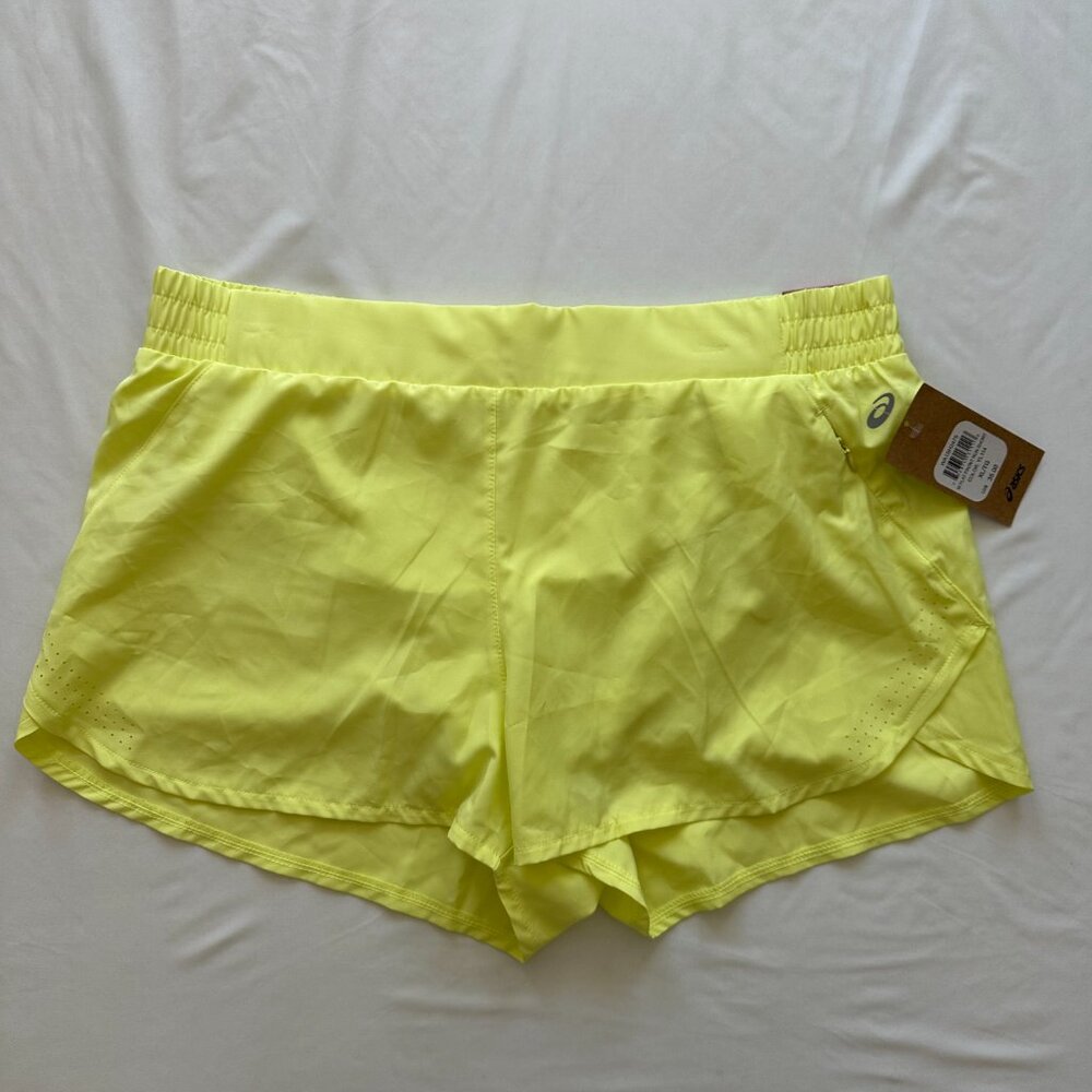 NWT Asics Size XL lined running short yellow